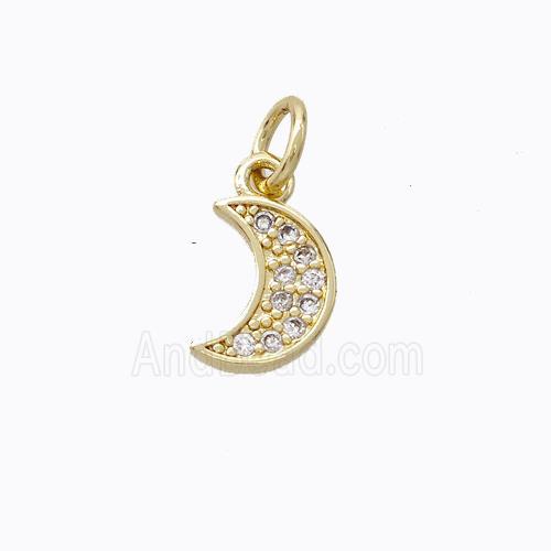 Copper Moon Pendant Pave Zirconia Gold Plated