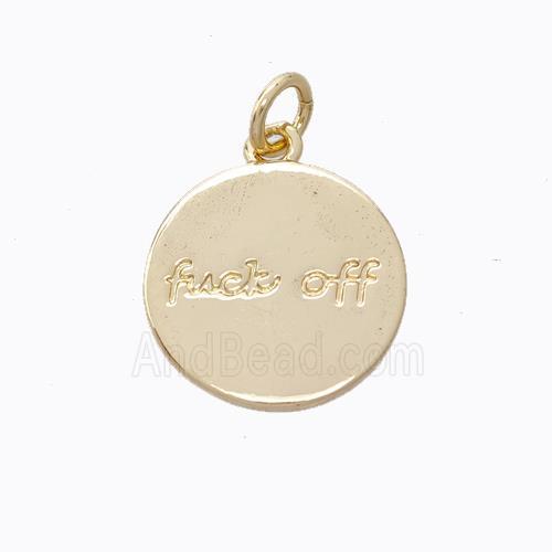 Copper Coin Pendant Fuck Off Gold Plated