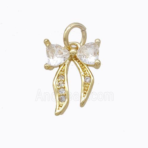 Copper Bow Pendant Pave Zirconia Gold Plated