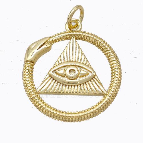 Copper Triangle Eye Pendant Pave Zirconia Snake Gold Plated