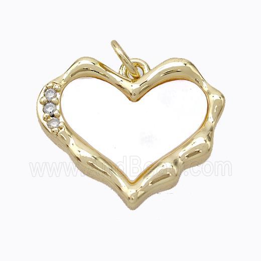Copper Heart Pendant Pave Zirconia Shell Gold Plated