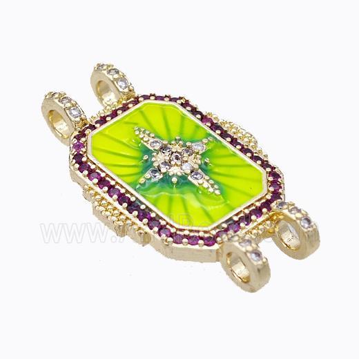 Copper Tarot Card Connector Micropave Zirconia Star Painted Gold Plated