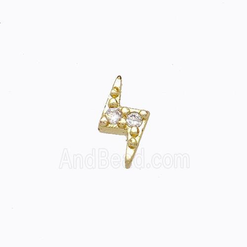 Copper Lightning Beads Pave Zirconia Without Hole Gold Plated