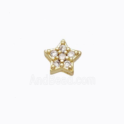 Copper Star Beads Pave Zirconia Without Hole Gold Plated