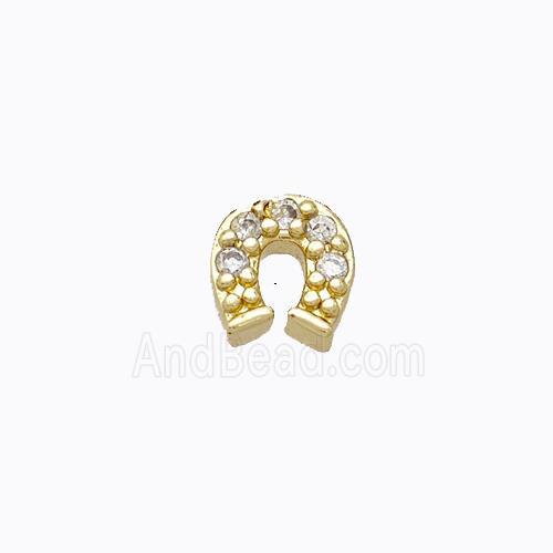 Copper Horseshoe Beads Pave Zirconia Without Hole Gold Plated