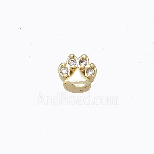 Copper Paws Beads Pave Zirconia Without Hole Gold Plated