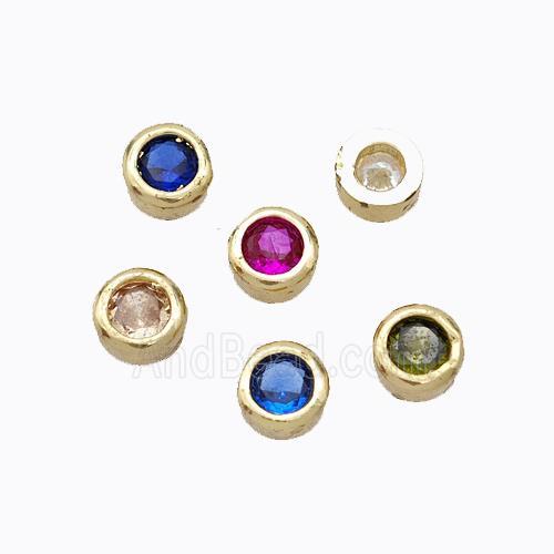 Copper Beads Pave Zirconia Without Hole Gold Plated Mixed