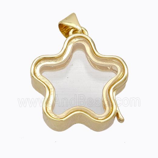 Copper Flower Locket Pendant Gold Plated