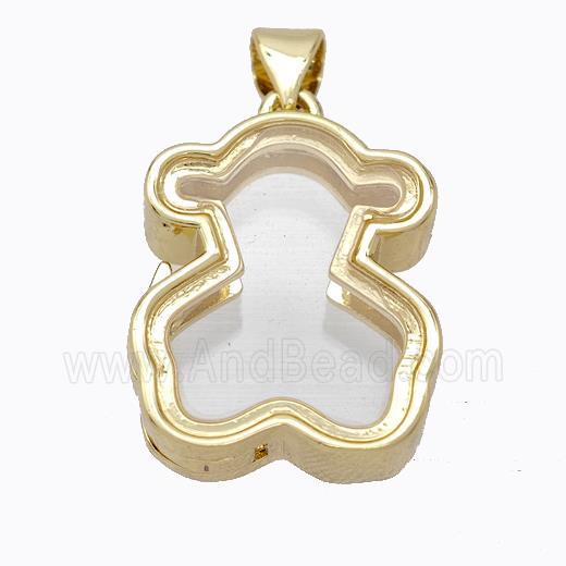 Copper Bear Locket Pendant Gold Plated