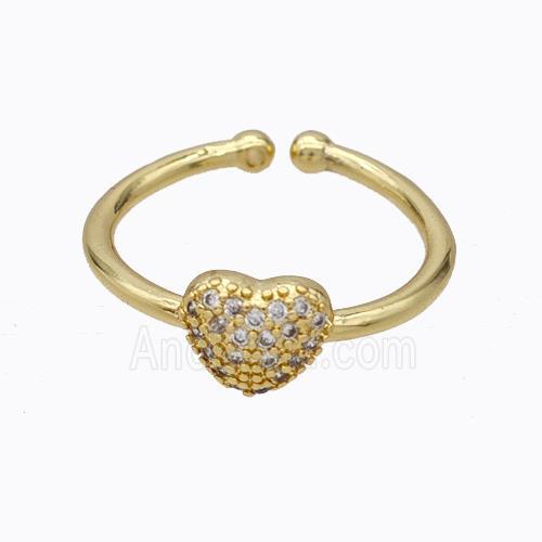 Copper Heart Ring Micropave Zirconia Gold Plated