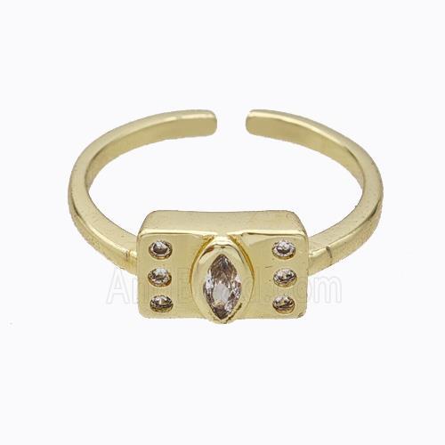 Copper Eye Rings Pave Zirconia Gold Plated