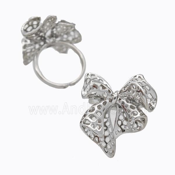 Copper Bowknot Rings Platinum Plated