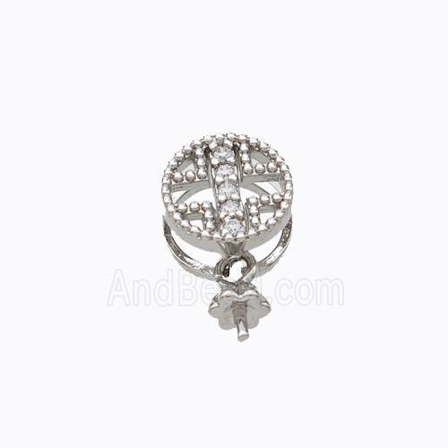 Copper Bail Pave Zirconia Platinum Plated