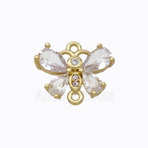 Copper Butterfly Connector Pave Zirconia Gold Plated