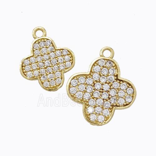 Copper Clover Pendant Micropave Zirconia Gold Plated