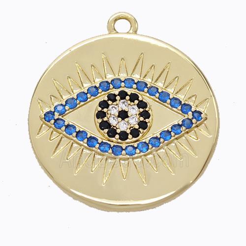Copper Eye Pendant Micropave Zirconia Circle Gold Plated
