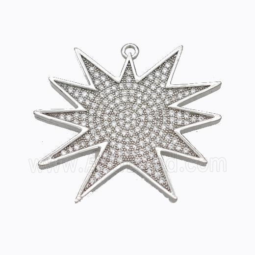 Copper Star Pendant Micropave Zirconia Platinum Plated