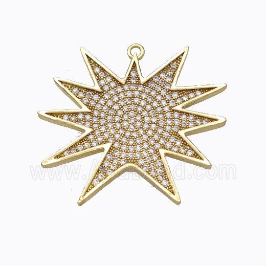 Copper Star Pendant Micropave Zirconia Gold Plated