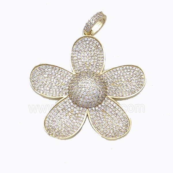 Copper Sunflower Pendant Micropave Zirconia Gold Plated