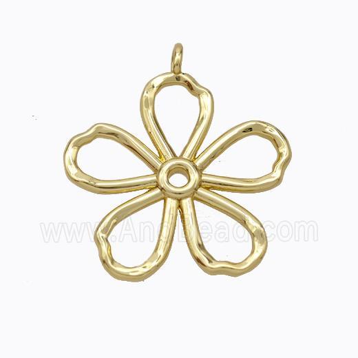 Copper Flower Pendant Hammered Gold Plated