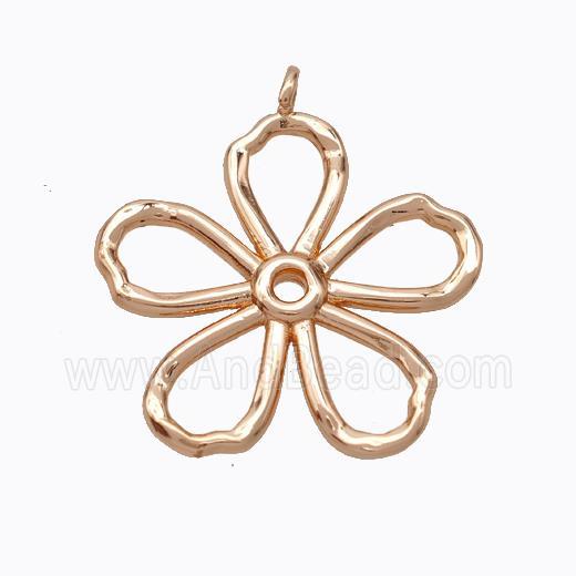 Copper Flower Pendant Hammered Rose Gold