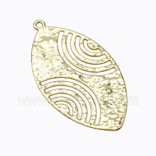 Copper Leaf Pendant Flat Gold Plated