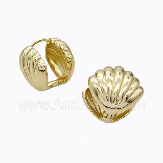 Copper Latchback Earrings Scallop Gold Plated