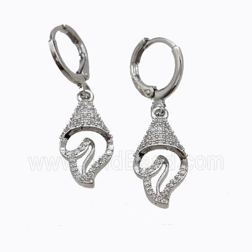 Copper Hoop Earrings Ice Cream Pave Zirconia Platinum Plated