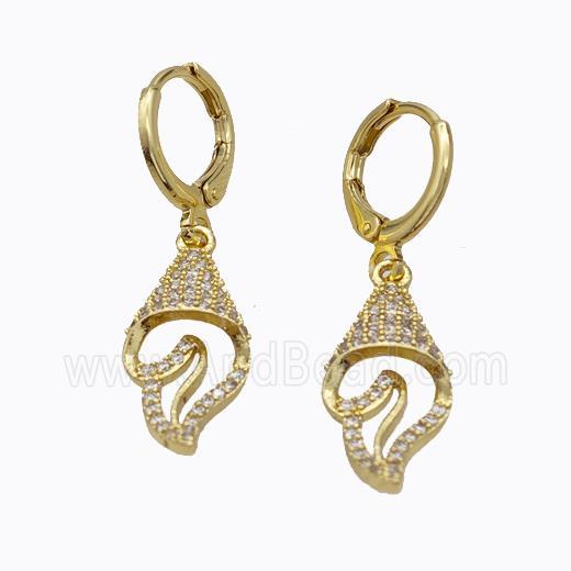 Copper Hoop Earrings Ice Cream Pave Zirconia Gold Plated