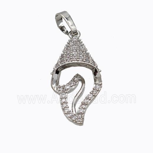 Copper Ice Cream Pendant Pave Zirconia Platinum Plated