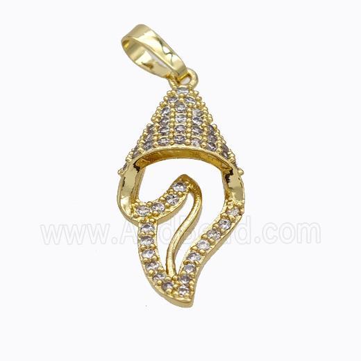 Copper Ice Cream Pendant Pave Zirconia Gold Plated