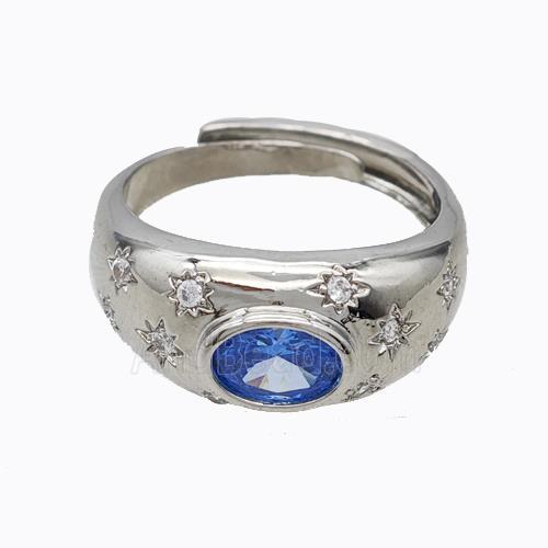 Copper Rings Pave Zirconia Star Adjustable Platinum Plated