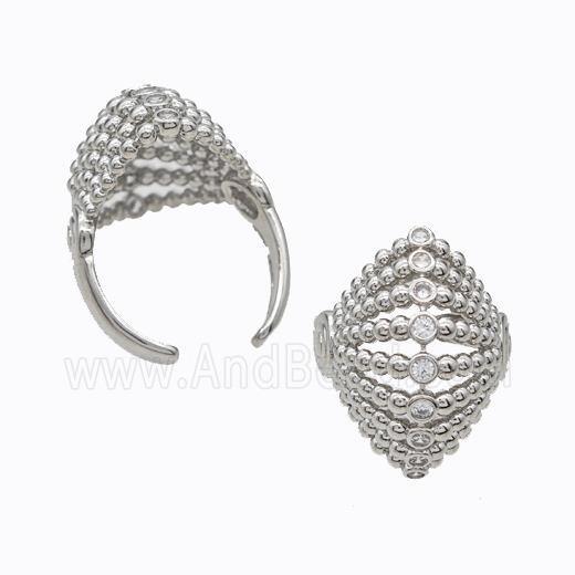 Copper Rings Pave Zirconia Hat Hollow Platinum Plated