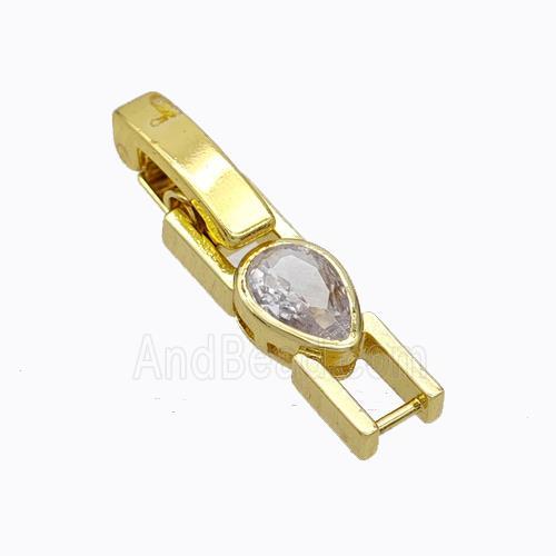 Copper Clasp Pave Zirconia Teardrop Gold Plated