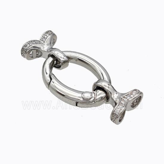 Copper Clasp For Necklace Cordend Pave Zirconia Platinum Plated