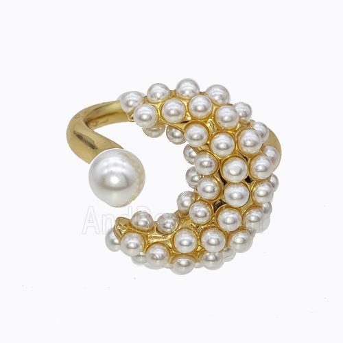 Copper Moon Rings Pave Pearlized Resin Gold Plated