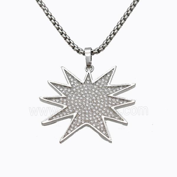 Copper Star Necklace Pave Zirconia Platinum Plated