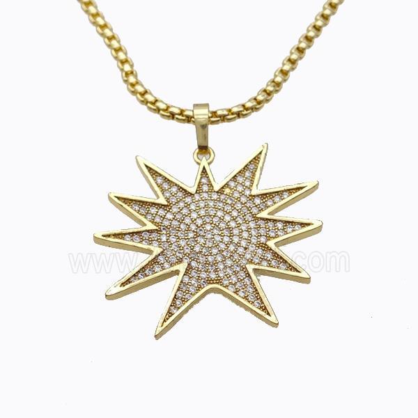 Copper Star Necklace Pave Zirconia Gold Plated