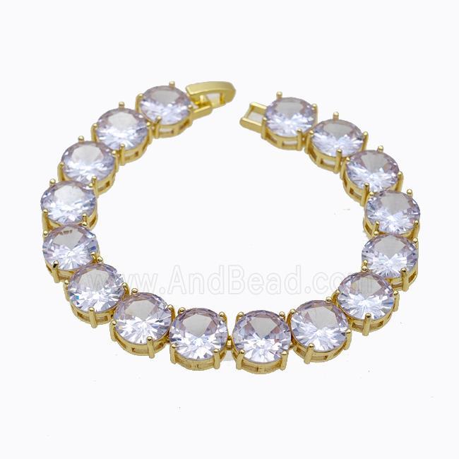 Copper Bracelet Pave Zirconia Lt.purple Gold Plated