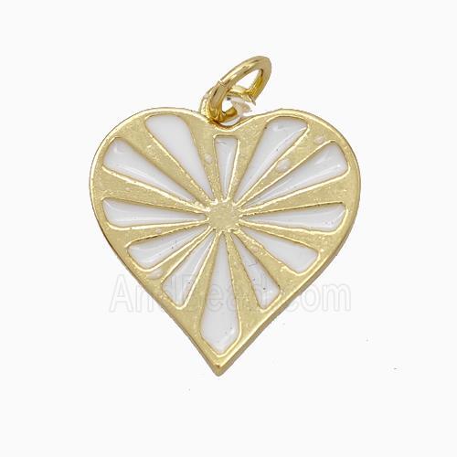 Copper Heart Pendant White Enamel Gold Plated