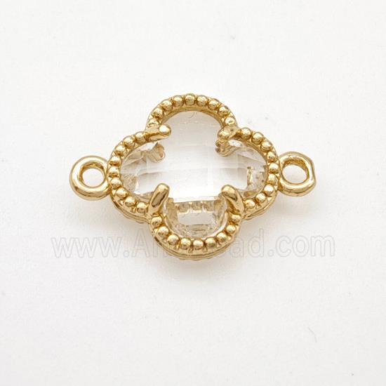 Crystal Glass Copper Clover Connector Gold Plated