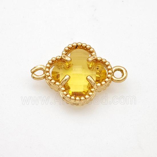 Golden Crystal Glass Copper Clover Connector Gold Plated