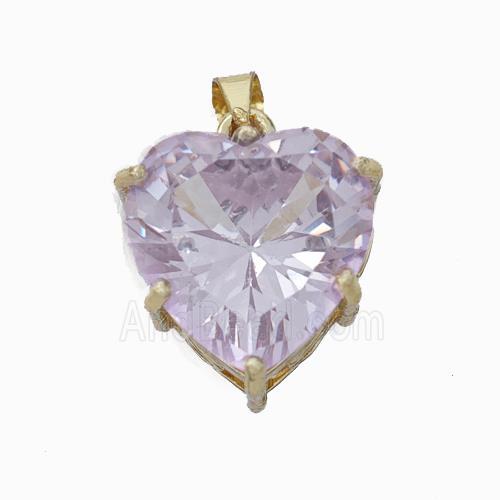 Copper Heart Pendant Pave Crystal Glass Gold Plated