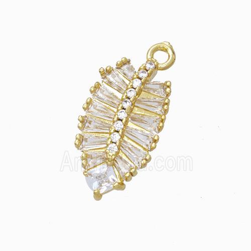 Copper Leaf Pendant Micropave Zirconia Gold Plated