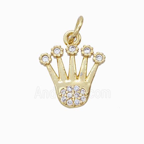 Copper Crown Pendant Micropave Zirconia Gold Plated