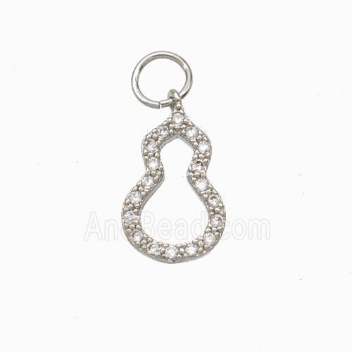 Copper Gourd Pendant Pave Zirconia Platinum Plated