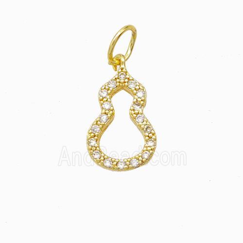 Copper Gourd Pendant Pave Zirconia Gold Plated