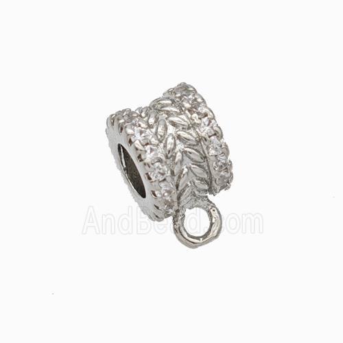 Copper Hanger Bail Micropave Zirconia Platinum Plated