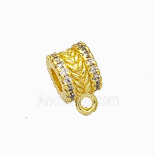 Copper Hanger Bail Micropave Zirconia Gold Plated