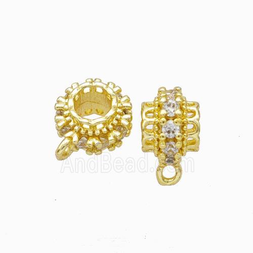 Copper Hanger Bail Micropave Zirconia Gold Plated